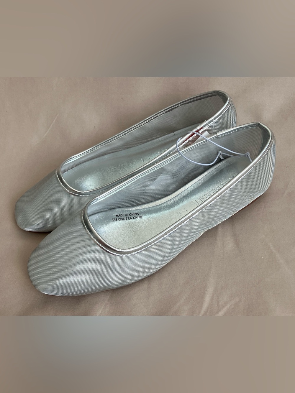 Joe Fresh Silver Mesh Ballet Flats Size 7 Square Toe Metallic NWT